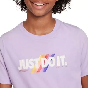 Nike Kids Sport Wear Retro Just Do It Lavender Graphic T-Shirt